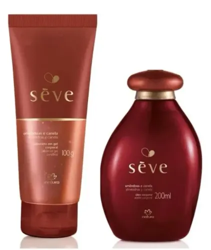 Kit Seve Amendoas e Canela - Óleo Corporal 200mL E Sabonete Líquido
