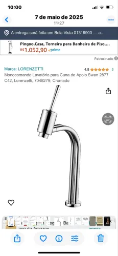 Monocomando lavatório Lorenzetti 