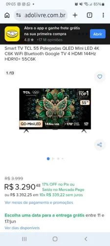 TV Smart TCL 55 polegadas 4K