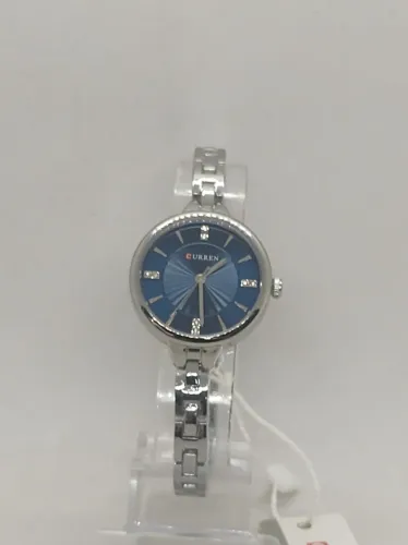 Relogio Feminino Curren Fundo Azul Pulseira Prata