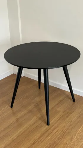 Mesa de Jantar Redonda Preta 4 Lugares