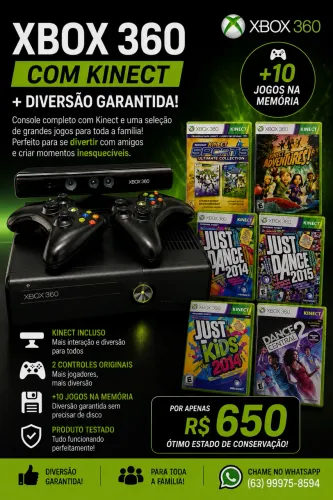 VENDE-SE XBOX 360 COMPLETO COM KINECT