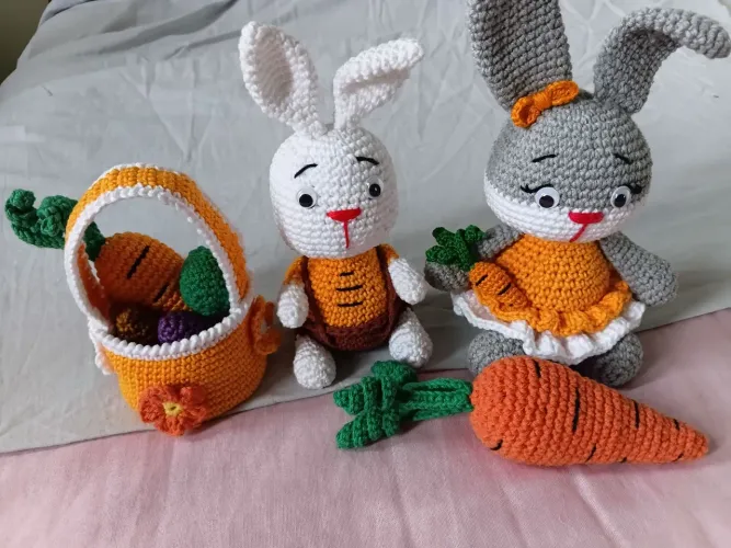 Kit Coelinhos de Páscoa Amigurumi.