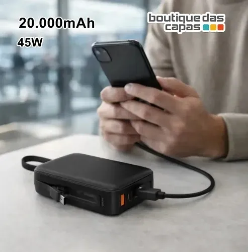 MINI CARREGADOR PORTÁTIL 20.000mAh 45W TURBO BTE-106 PEQUENO COMPACTO SUPER RAPIDO