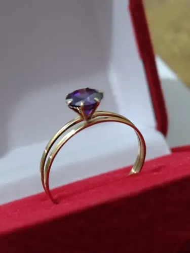 Anel Cálice Solitário 15 Anos Namoro Ouro 18 Kilates Peso 1.00 Grama Zircônia 5 mm        