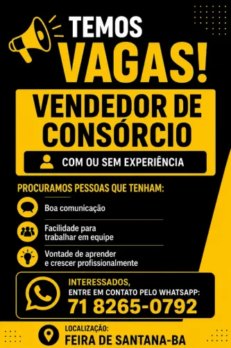 Vaga para vendedor de Consórcio 