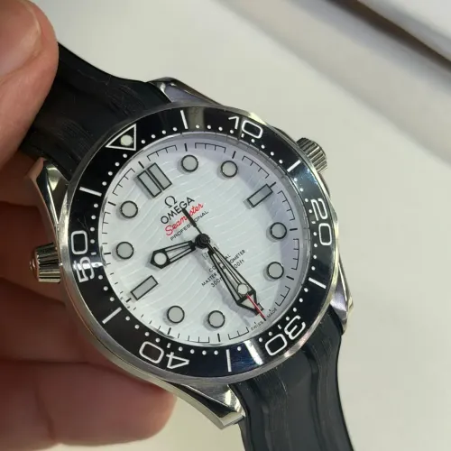 Relogio Omega Branco - Automatico - Masculino - 42mm - Silicone - Top Prem AAA+