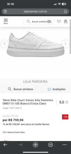 Tênis Nike court vision branco 37