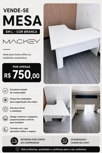 MESA EM L PARA ESCRITÓRIO - MARCA MACKEY