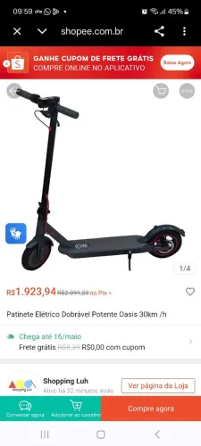 1400,00 Patinete elétrico 
