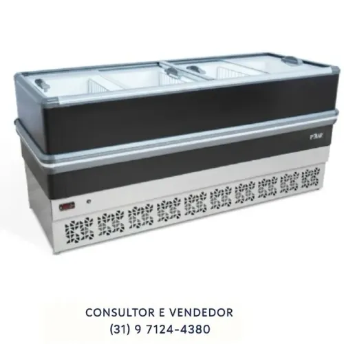 Ilha de Congelados 2M Vidro Reto com Iluminação Polar
