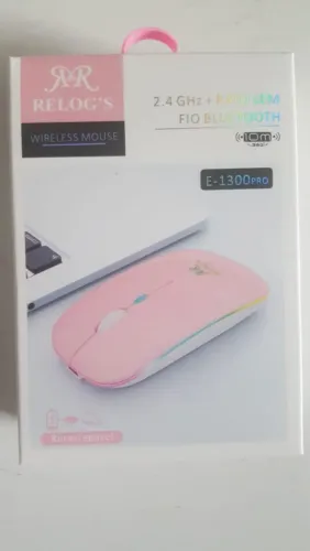 Mause sem fio Rosa com Branco 2 em 1 Bluetooth + sem fio receptor Promoção Novo