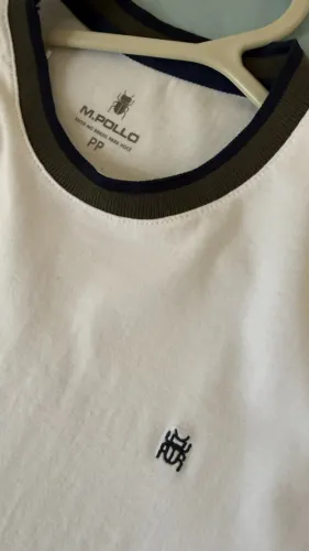 Camisa M Pollo PP branca com detalhe na gola e manga
