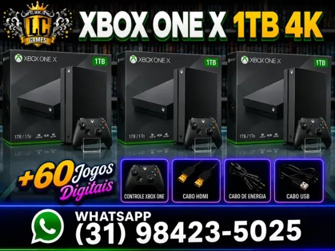 XBOX ONE X 1TBº 4K COM 68 JOGOS e O3 MESES GARANTIA I LOJA FISICA