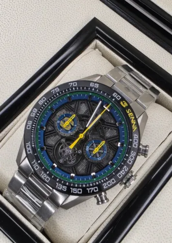 Reloigo TAG Heuer Carrera Tourbillon Senna em Aço LINHA PREMIUM AAA+ EM 10X SEM JUROS