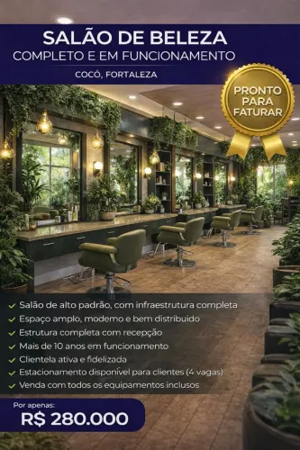 Salão completo e em funcionamento no Cocó por R$280.000