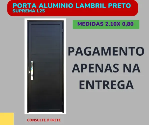 Porta Lambril Preto completa  2.10 x 80 - frete a/c 