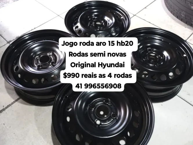Jogo roda aro 15 HB20 rodas de ferro semi novas original Hyundai $990 reais as 4 rodas 