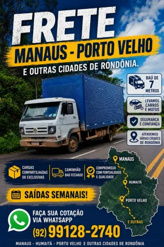 Frete porto velho X Manaus ou boa vista Roraima
