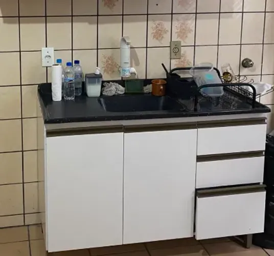 Balcão de Cozinha Branco | 2 Portas, 3 Gavetas | Ótimo Estado