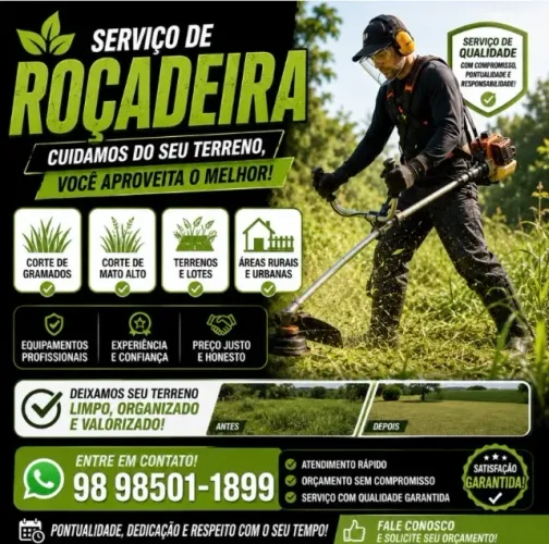 Serviço de Roçadeira | Limpeza de Terrenos e Quintais