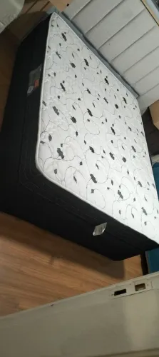 Base para Cama Box Casal Basic com Baú Preta + Colchão seminovo (138x188x36)
