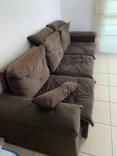 Sofá cama, retrátil, reclinável com 3 lugares de camurça