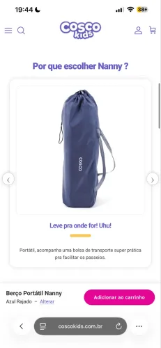 BERÇO PORTÁTIL COSCO AZUL