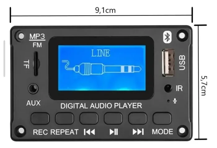 Módulo reprodutor de MP3, USB, cartão memória 