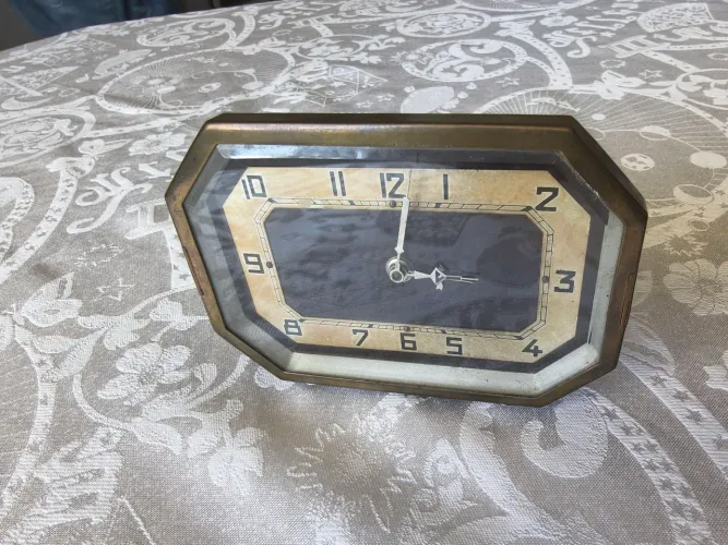 Relógio Despertador De Mesa Antigo Art Déco Em Latão