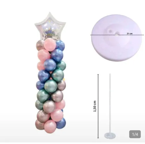 Suporte coluna de Balão com base altura 1.5mt<br>1 de cada <br>Lilas <br>Roxo <br>Rosa fort