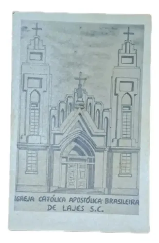 Foto antiga "Desenho Igreja Apostólica Brasileira" Anos 40 Lajes - SC 9cm x 14cm