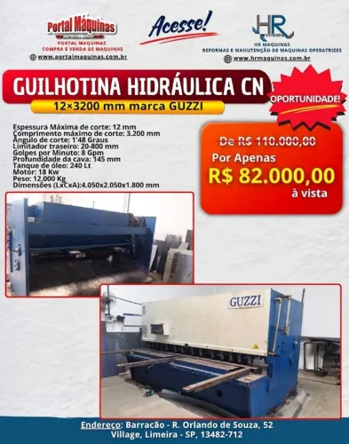 Guilhotina hidráulica CN 12×3200 mm marca GUZZI