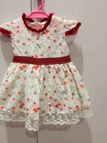 Vestido de Festa Infantil Importado Floral com Renda | Tam. 6 meses