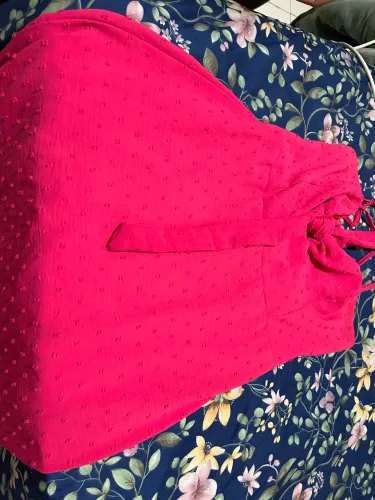 Vestido Longo Rosa Pink com Amarração e Textura Poá