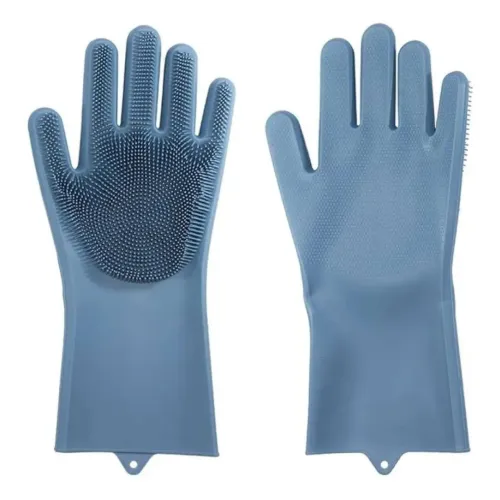 Luvas Par De Silicone P/ Lavar Louça Esponja Cozinha Limpeza
