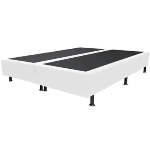 Base 138x188x30 Bipartido Casal Em Corino Cor Branca Os Pés: Plastico