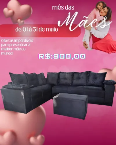 Sofá de canto 6 lugares + puf grande / várias cores / pague na entrega