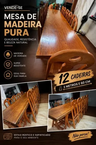 mesa de madeira pura 12 cadeiras