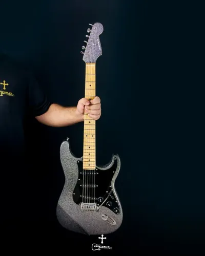 Guitarra Da Cruz Strato Custom HSH chave single / paralelo / série black sparkle