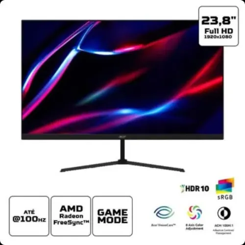 Monitor Gamer Acer Nitro 23.8", Full HD, 100Hz, 1Ms, IPS, 1 HDMI E 1 VGA - Kg240