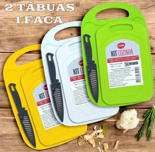Kit de tábuas de corte e faca