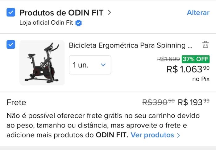 Vendo Bike odin fit 6kg