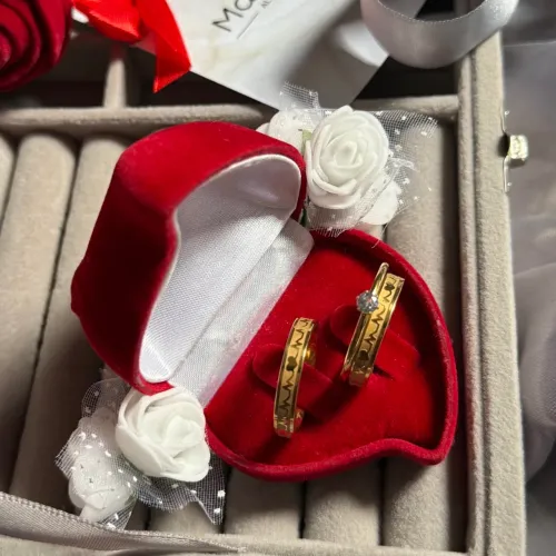 Par De Alianças Batimentos Cardíacos Coração 3mm+ Solitario 2mm Banhada A Ouro 18k