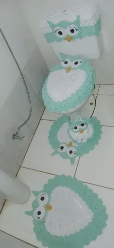 Jogo de croche de banheiro da coruja