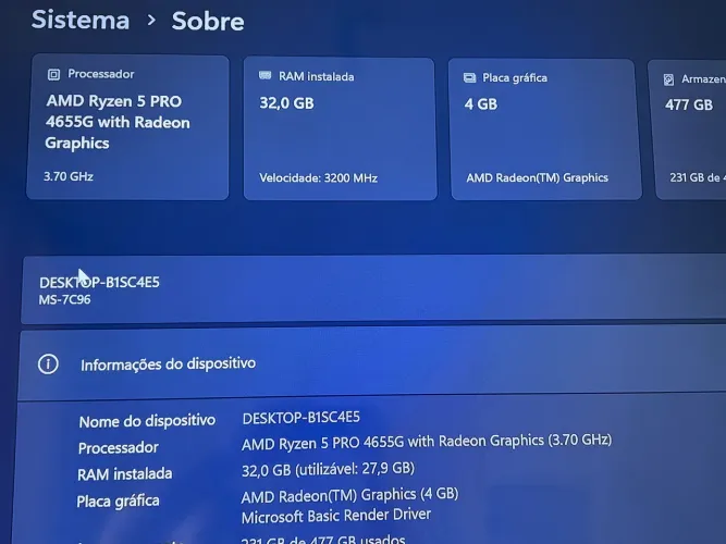 PC GMAER RYZEN 5 4655G PRO COM 32GB DE RAM