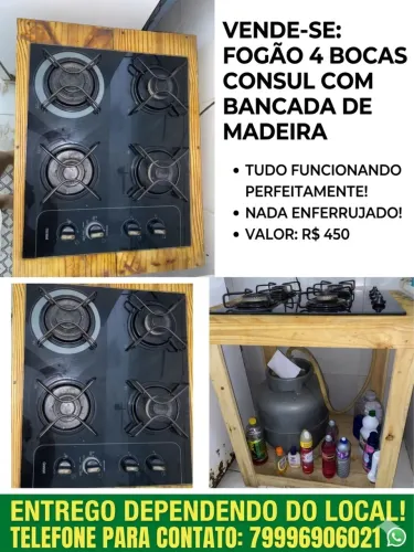 Fogão cocktop 4 bocas com bancada 