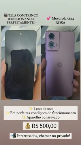 MOTOROLA G24 ROSA À VENDA! ?