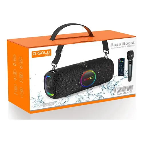 Caixa De Som A'gold 120w Com Microfone E Controle