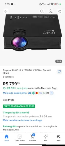 Projetor UNIC LED Wi-Fi - Funcionando Perfeitamente